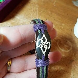 Tribal Bracelet Real Leather Bracelet Purple Green